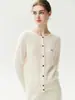 Cárdigan de punto fresco y juvenil 100% cachemira para mujer, con bordado de corazón, cuello redondo y un diseño suave y versátil perfecto para usar en capas.