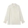 Novidade para o Outono 8/10 Outono Inicial Estilo College Francês Juvenil Camisa Solta com Acabamento Pesado de Renda para Mulheres F1057