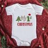 Comercio exterior Venta caliente de Navidad Mi 1ª Navidad mameluco de algodón para bebé mono blanco de manga corta