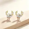 Pendientes de asta de ciervo dorados de plata de ley S925, estilo coreano, modernos y sencillos, pendientes de diseño versátil para mujer