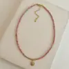 Collar de Acero de Titanio con Girasol de Rodolita para Mujer, No se Desvanece, Apilable, Elegante Colgante de Girasol de Celebridad de Internet, Cadena de Clavícula a la Moda
