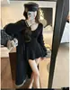 Nuevo Vestido de Punto de Otoño Temprano con Cuello en V, Cintura Ceñida, Mangas Acampanadas para Mujer, Estilo Francés Delgado, Ropa Interior con Temperamento, Falda de Línea A