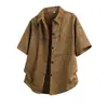 Venta al por mayor 2026 Verano Nuevo Estilo Americano Tallas Grandes Camisa Cardigan de Manga Corta para Hombre, Nueva Camisa de Marca de Tendencia Verano Estampado Completo