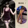 Saia Nova Charmosa Sexy de Renda Justa ao Corpo Tamanho Plus Uniforme de Puro Desejo Tentações Pijamas qqny Conjunto Patchwork Estilo Ascético