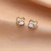 Brincos de Tarraxa Coração Microcravejados com Agulha de Prata S925 para Mulheres, Estilo Floresta, Brincos Pequenos e Delicados, Adequados para Uso Diário, Brincos Versáteis Atacado
