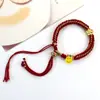 Pulsera estilo Tíbet con Mantra de Seis Palabras, Hilo Rojo, Hilo de Algodón Retorcido a Mano, Cascabel, Cuerda Colgante Thangka estilo Tíbet Tejida a Mano para Hombres y Mujeres