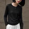 Suéter de Punto de Tencel con Lentejuelas para Mujer, 26 Estilos, Corte Holgado, Cuello Redondo, Dobladillo Enrollado, Manga Larga Raglán, Suéter Pulóver de Lino