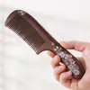 Pente de sândalo preto e dourado, pente pintado, tratado com UV, espessado, pente de madeira estilo chinês, pente de madeira de alta qualidade, pente de massagem, um presente para mulheres