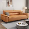Sofá de couro genuíno nórdico simples de três lugares para apartamento pequeno sala de estar dupla escritório em casa moderno combinação de arte em couro