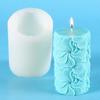 Molde de silicona para velas de aromaterapia cilíndricas, con ondas y rosas, para decoración de escritorio, molde de pegamento de piedra de expansión de yeso.