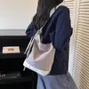 Bolso de Lona con Bloques de Color Estilo Coreano para Mujer 2026 Nuevo de Gran Capacidad Versátil Bolso de Hombro Artístico Casual Bolso de Axila