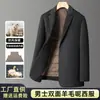 Traje de Lana de Doble Cara para Hombre, Nuevo, de Lana 100%, con Chaleco de Plumas Desmontable, Chaqueta de Traje Casual de Negocios para Otoño e Invierno