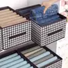 Caixa de armazenamento para calças xadrez de pata de galinha, cesta de armazenamento com estrutura de aço para roupas domésticas, caixa de armazenamento dobrável tipo gaveta, artefato de armazenamento