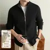 Cardigan de malha masculino yingao com zíper duplo, nova jaqueta suéter casual quente de outono e inverno para jovens masculinos
