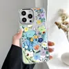 Adecuado para Iphone18Promax, Funda de Pintura al Óleo Fresca Flor Azul para Teléfono, Funda Suave Apple 16, 15Promax