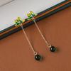 Pendientes de estilo chino retro con forma de corazón de loto de jaspe para mujer, elegantes y clásicos, con falda de cara de caballo de estilo antiguo Hanfu Cheongsam