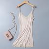 Camisola de primavera e verão, malha de seda, sexy, decote em V, renda, saia base midi, camisola, anágua interna combinando