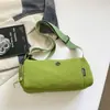 Nueva Tendencia Bolso Almohada Cilíndrico Redondo de Color Sólido Bolso Cruzado Ligero de Nailon Repelente al Agua Pequeño Bolso de Hombro Único para Viajes al Aire Libre