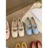 Aumento Interno Lazo Zapatos de Ballet Zapatos de Mujer 2025 Primavera y Verano Rojos Pequeños Franceses Mary Jane Zapatos de Noche