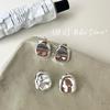 Aretes de plata esterlina S925 nicho simple liso geométrico ovalado irregular para mujer ins moda fría