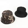 Sombrero de Pescador de Algodón de Estilo Coreano con Estampado de Leopardo a Doble Cara para Hombre y Mujer Protección Solar para Exteriores Sombrero Tipo Cubo Sombrero Negro Puro Moderno al Por Mayor