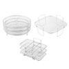 Grelha para fritadeira de ar transfronteiriça aço inoxidável 304 grelha para churrasco rack para vaporização rack desidratador empilhável de três camadas rack de filtro