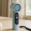 Mini Ventilador de Turbina Portátil com Display Digital, Luz LED, Carregamento USB, Longa Duração da Bateria, Ventilador Portátil para Exterior com Cordão