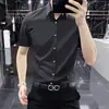 Camisa de Manga Corta de Alta Gama No Planchar de Caída Suelta para Hombre Casual Ajuste Delgado Alta Calidad Elástica de Negocios Blanca Delgada