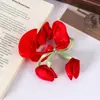 Nuevo y dulce scrunchie de flor de tulipán versátil, liga para el cabello hecha a mano de alta gama para coletas altas, accesorios para el cabello al por mayor