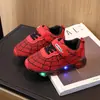Zapatos para niños con luz para niños, zapatillas que brillan con telarañas, zapatos casuales con luz LED para niños pequeños, zapatillas deportivas de dibujos animados