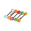 Nuevo clavo de lengua bicolor colorido acrílico degradado ojo de gato decoración de lengua nuevo color joyería para piercing corporal venta al por mayor