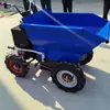 Caminhão de carga agrícola de três rodas empurrado à mão, transportador de areia e cal para canteiro de obras, caminhão basculante a gasolina para pomares