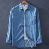 Comércio Exterior Transfronteiriço M-8XL Camisa Jeans Manga Longa 100% Algodão Masculina Casual Tamanho Grande Roupa de Primavera