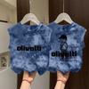 Moda Tie-Dye de Verão Colete de Algodão Puro para Meninos e Crianças de Meia-Idade 2025 Novas Blusas Estampadas Roupas Infantis Camiseta Sem Mangas