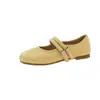 Sapatos Mary Jane Estilo Coreano para Mulheres, Novos Modelos Primavera e Verão, Sapatos Rasos de Couro Confortáveis de Salto Baixo Estilo Fada com Tiras de Fivela Dupla