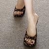Pantuflas Sexy con Estampado de Leopardo y Tacón Alto, Sandalias Cuadradas de Tacón Alto, Nuevo Estilo 2026, Tacones Gruesos de Una Sola Correa para Mujer, Para Uso al Aire Libre en Verano