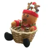 Pote de Doces de Natal Transfronteiriço Rattan Caixa de Presente Transparente para Idosos Boneco de Neve Alce Suprimentos de Natal Decoração Pequena para Crianças