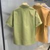 Verano Nuevo Color Sólido Bolsillo Jersey Manga Corta Camiseta de Hombre Marca de Moda Solapa Japonesa Holgada Herramientas Camiseta Top Ropa