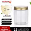 Garrafa de creme PET 200ml garrafa de creme 200g garrafa de boca larga lata de plástico transparente tampa de alumínio dourado garrafa de boca larga