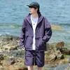 Ropa de Protección Solar con Capucha y Cremallera Reflectante de Verano, Ropa de Protección Solar Anti-UV para Montañismo, y Conjunto de Pantalones Deportivos de Protección Solar