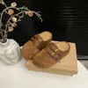 Plataforma Mais Vendida Solado Grosso Salto Escondido Sapatos Birkenstock Femininos 2026 Novo Outono Retro Preguiçoso Sem Cadarço Bico Fechado Meio Chinelo Sapatos