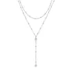 Collar de Doble Capa con Zirconia en Forma de Y de Venta Caliente Europea y Americana Diseño para Mujer Cadena Larga con Borla para Suéter Cadena de Labios de Nicho Cadena para Clavícula