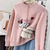 Suéter pullover bordado de cor sólida para mulheres, outono e inverno de 2025, malha extremamente bonita, macia e aconchegante, estilo coreano suave