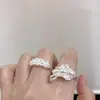 Anillo de Dragón Chino Estilo Antiguo y Piedra Ojo de Tigre, Estilo Minimalista Ins con un Toque de Lujo, Anillos Apilables de Perla de Agua Dulce y Ojo de Diamante Brillante