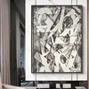 Estilo Moderno Simple Sala de Estar Sofá Pared de Fondo Pintura Colgante Grande Arte Abstracto Decorativo Blanco y Negro Gris Mural para el Hogar