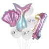 Nuevo globo de aluminio con cola de sirena transfronteriza de 32 pulgadas, globo digital degradado, accesorios de decoración para escenas de cumpleaños