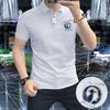 Verão 2025 Novo Estilo LOGO Distintivo Camisa Polo de Manga Curta Masculina Lel Respirável High-end Europeu Trendy Luxo Leve Sólido Qualidade
