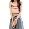 Estilo Deseo Puro Spice Girl Camisola de Punto Calado para Mujer Verano Nueva Llegada Rayada Ajustada Corta Ropa Exterior Top Interior