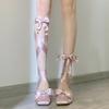 [En Stock] Bailarinas Francesas de Tira, Tacones Gruesos de Ballet, Tacones Altos de Estilo Niche Lolita, Estilo Hada