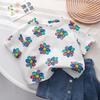 Meninas verão novo elegante girassol camiseta infantil verão vestir coreano estampado all-match solto manga curta top
